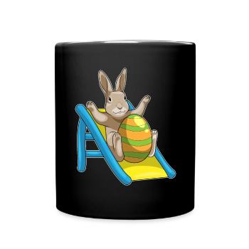 Hase Ostern Rutsche - Tasse einfarbig - Schwarz - Vorne