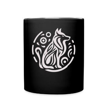 Loup, Amérindien Zodiac - Mug uni - noir - Devant