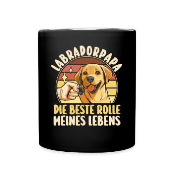Papa Hundepapa Hund Labrador - Tasse einfarbig - Schwarz - Vorne