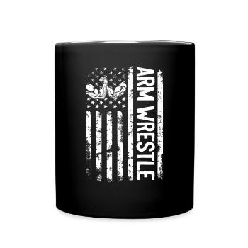 Bras de fer Bras de fer Drapeau américain Bras de fer - Mug uni - noir - Devant