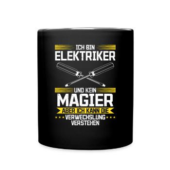 Elektriker mein Handwerk beherrsche ich meisterhaf - Tasse einfarbig - Schwarz - Vorne