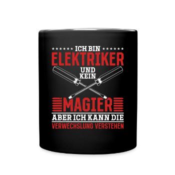 Elektriker mein Handwerk beherrsche ich meisterhaf - Tasse einfarbig - Schwarz - Vorne