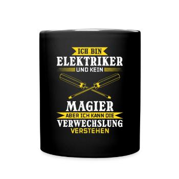 Elektriker mein Handwerk beherrsche ich meisterhaf - Tasse einfarbig - Schwarz - Vorne