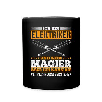 Elektriker mein Handwerk beherrsche ich meisterhaf - Tasse einfarbig - Schwarz - Vorne
