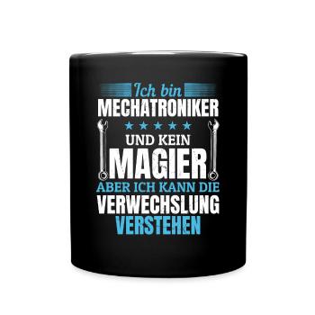 KFZ mein Handwerk beherrsche ich meisterhaf - Tasse einfarbig - Schwarz - Vorne