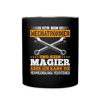KFZ mein Handwerk beherrsche ich meisterhaf - Tasse einfarbig - Schwarz - Vorne