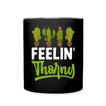 Lustiger Sukkulenten-Kaktus - Tasse einfarbig - Schwarz - Vorne