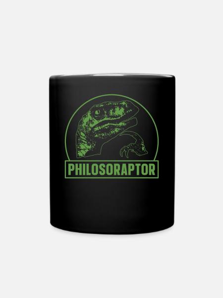 Lustige Philosophie Meme Velociraptor Dinosaurier - Tasse einfarbig - Schwarz