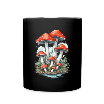 Retro Toadstool Vintage Mushrooms Cottagecore Design - Full Colour Mug - black - Front