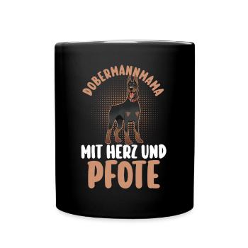 Hund Dobermannmama Hundemama Mutter Dobermann - Tasse einfarbig - Schwarz - Vorne