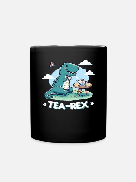 Kawaii Tea Rex T-Trex Tee Wortspiel - Tasse einfarbig - Schwarz