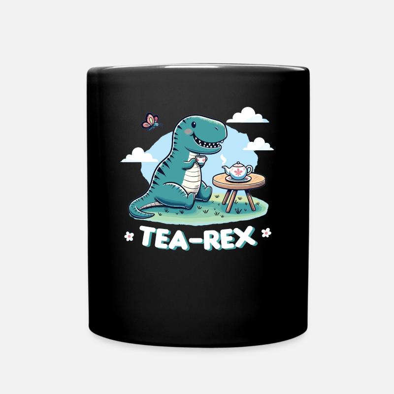 Kawaii Tea Rex T-Trex Tee Wortspiel - Tasse einfarbig - Schwarz