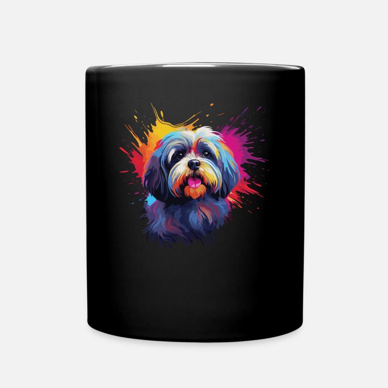 Aquarelle colorée Lhassa Apso - Mug uni - noir