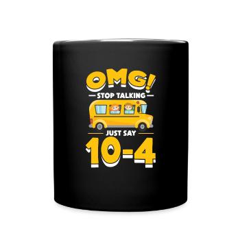Busfahrer Busfahrerin Bus Schuhlbus Geschenk - Tasse einfarbig - Schwarz - Vorne