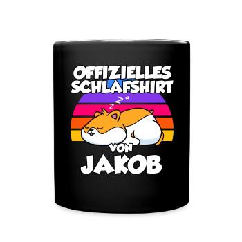 Offizielles Schlafshirt Von Jakob - Tasse einfarbig - Schwarz - Vorne