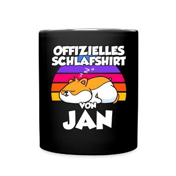Offizielles Schlafshirt Von Jan - Tasse einfarbig - Schwarz - Vorne