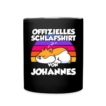 Offizielles Schlafshirt Von Johannes - Tasse einfarbig - Schwarz - Vorne