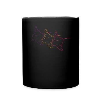 Trio Manta Rays Neon Contour - Full Colour Mug - black - Front