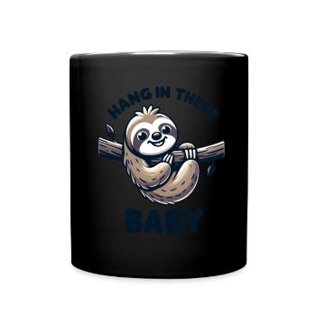 Faultier Hang In There - Tasse einfarbig - Schwarz - Vorne
