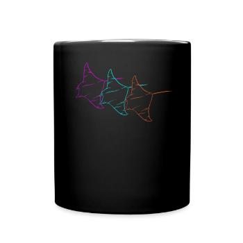 Trio Manta Rays Neon Contour - Full Colour Mug - black - Front