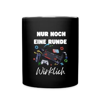 Nur noch eine Runde Zocker Gamer Jungen - Tasse einfarbig - Schwarz - Vorne