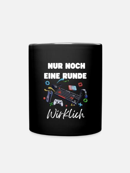 Nur noch eine Runde Zocker Gamer Jungen - Tasse einfarbig - Schwarz
