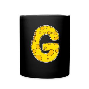 Lettre G - Lettre initiale G - Motif Fromage - Mug uni - noir - Devant