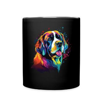 Watercolor Colorful St. Bernard - Full Colour Mug - black - Front