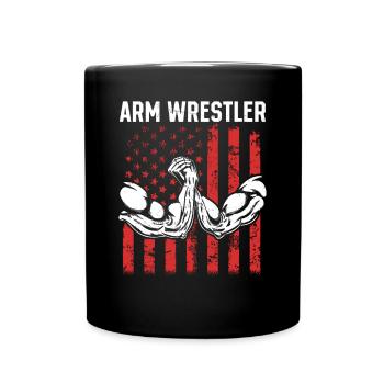 Bras de fer Bras de fer Drapeau américain Bras de fer - Mug uni - noir - Devant
