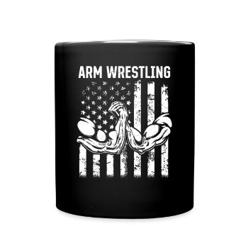 Bras de fer Bras de fer Bras de fer Drapeau des États-Unis - Mug uni - noir - Devant