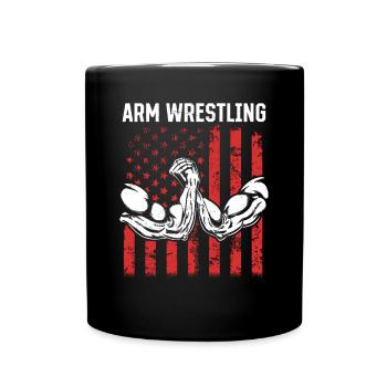 Bras de fer Bras de fer Drapeau américain Bras de fer - Mug uni - noir - Devant