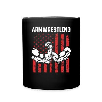 Bras de fer Bras de fer Drapeau américain Bras de fer - Mug uni - noir - Devant