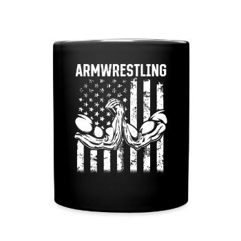 Bras de fer Bras de fer Bras de fer Bras de fer Drapeau des États-Unis - Mug uni - noir - Devant
