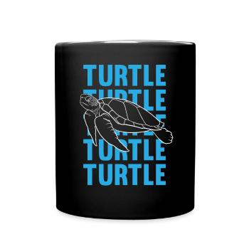 TURTLE Schattenbild Wortkunst Geschenk - Tasse einfarbig - Schwarz - Vorne