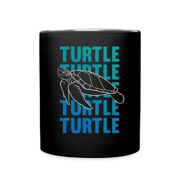 TURTLE Schattenbild Wortkunst Geschenk - Tasse einfarbig - Schwarz - Vorne