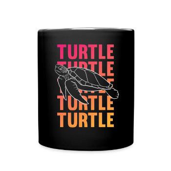 TURTLE Schattenbild Wortkunst Geschenk - Tasse einfarbig - Schwarz - Vorne