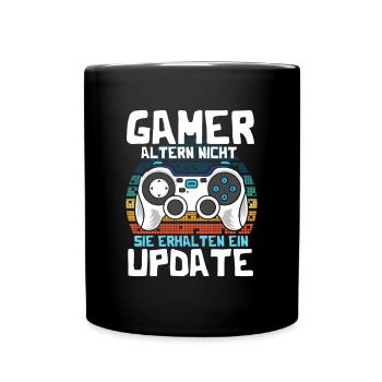 GAMER altern nicht sie erhalten ein UPDATE - Tasse einfarbig - Schwarz - Vorne