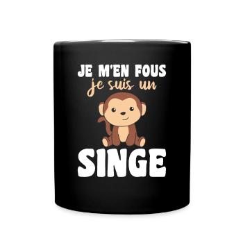 Je m'en fous je suis un singe - süßer Affe - Tasse einfarbig - Schwarz - Vorne