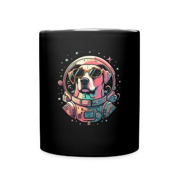 Retro Space Labrador Shirt Farbenfrohes Kunstwerk - Tasse einfarbig - Schwarz - Vorne