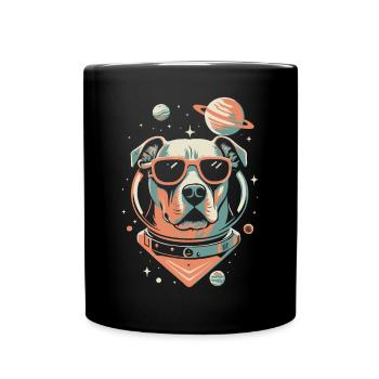 Retro Space Labrador Shirt Farbenfrohes Kunstwerk - Tasse einfarbig - Schwarz - Vorne
