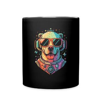 Retro Space Labrador Shirt Farbenfrohes Kunstwerk - Tasse einfarbig - Schwarz - Vorne
