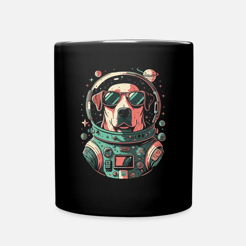 Retro Space Labrador Shirt Farbenfrohes Kunstwerk - Tasse einfarbig - Schwarz
