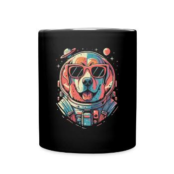 Retro Space Labrador Shirt Farbenfrohes Kunstwerk - Tasse einfarbig - Schwarz - Vorne