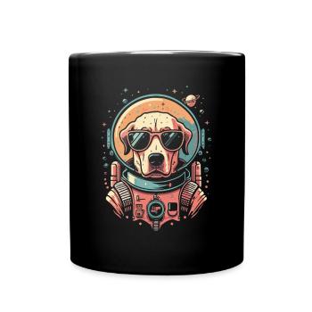 Retro Space Labrador Shirt Farbenfrohes Kunstwerk - Tasse einfarbig - Schwarz - Vorne