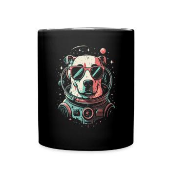 Retro Space Labrador Shirt Farbenfrohes Kunstwerk - Tasse einfarbig - Schwarz - Vorne