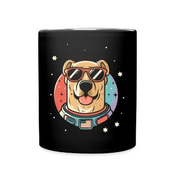 Retro Space Labrador Shirt Farbenfrohes Kunstwerk - Tasse einfarbig - Schwarz - Vorne