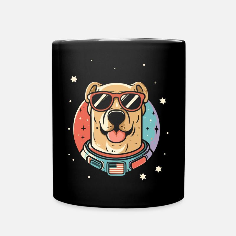 Retro Space Labrador Shirt Farbenfrohes Kunstwerk - Tasse einfarbig - Schwarz