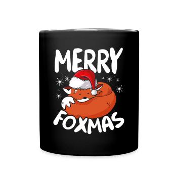 Fröhliche Füchse - Tasse einfarbig - Schwarz - Vorne