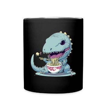 Goth Pastel Mignon Effrayant Kawaii T-Rex Manger Ramen - Mug uni - noir - Devant