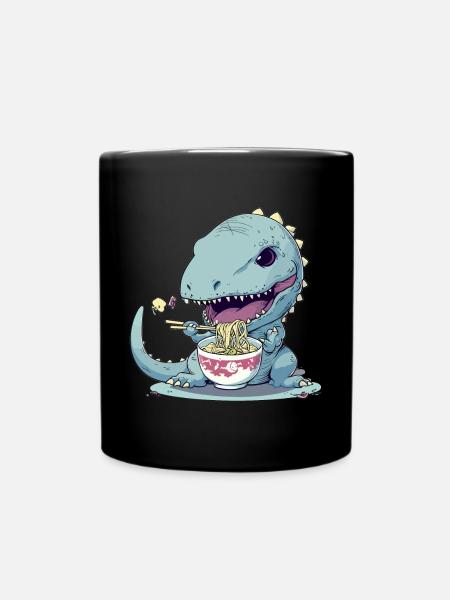 Goth Pastel Mignon Effrayant Kawaii T-Rex Manger Ramen - Mug uni - noir